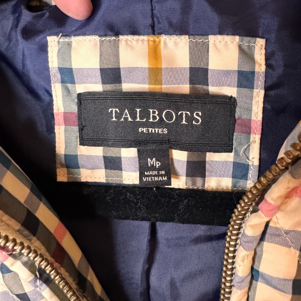 TALBOTS Petite Quilted Plaid Zip Front Light Jacket - Picture 9 of 12
